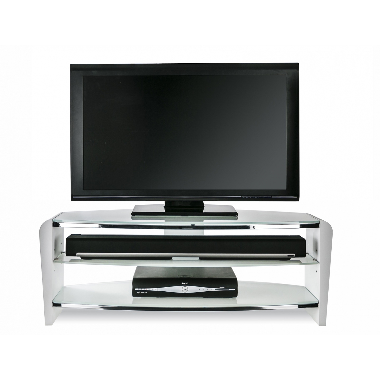 Alphason FRN1100 Francium 1100 | 3 Shelf TV Stand in White Supports/Arctic White Glass - 2