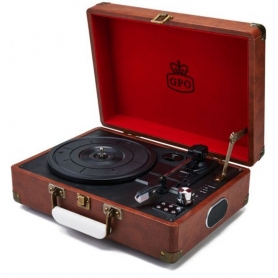 GPO Attache 3 Speed Portable USB Record Player - Vintage Brown - 0
